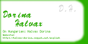 dorina halvax business card